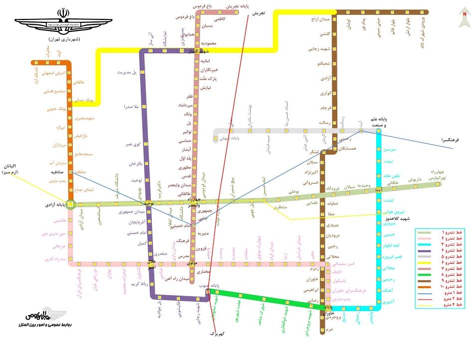 نقشه مسیرهای اتوبوس