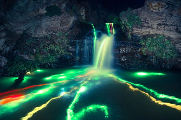 neon waterfall