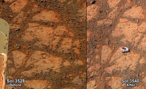 تصویر: http://images.hamshahrionline.ir//images/2014/1/mars-mystery-rock-opportunity-rover-full.jpg
