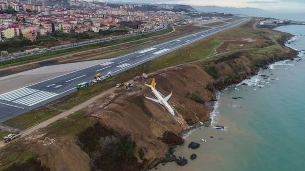 لغزندگی باند فرودگاه هواپیما را تا لب دریای سیاه کشاند