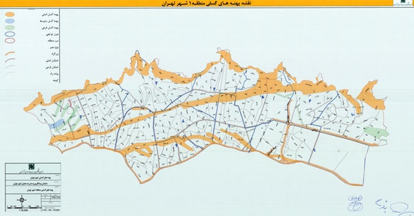 نقشه گسل‌های منطقه یک تهران