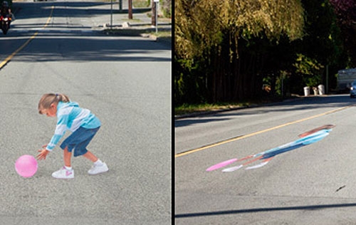 تصویر سه بعدی کودک در خیابانها