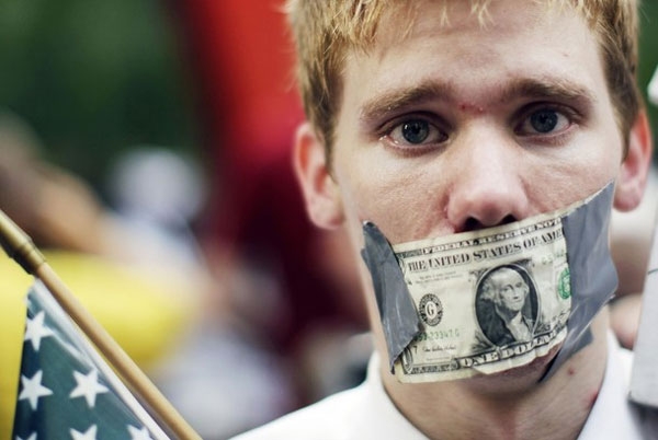 A demonstrator from the Occupy Wall Street campaign 