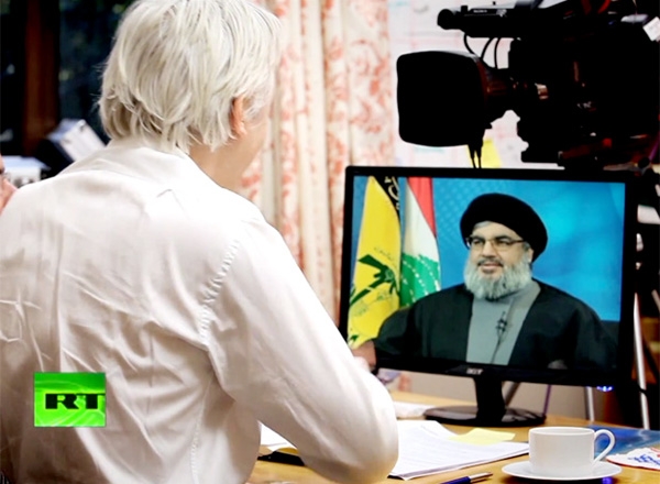Julian Assange interviews Hezbollah chief Hassan Nasrallah for the first episode of his new talk show The World Tomorrow