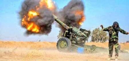 حملات توپخانه ای علیه داعش در موصل