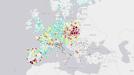 نقشه‌ای برای شناسایی آلوده‌ترین شهرهای اروپا