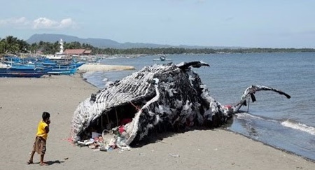 هشدار درباره زباله‌های پلاستیکی با ساخت مجسمه نهنگ مرده