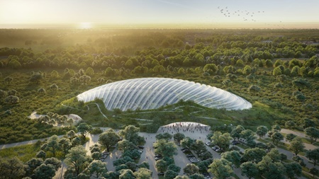 بنای بزرگترین گلخانه تک‌گنبدی جهان در فرانسه