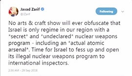 واکنش ظریف به نمایش نتانیاهو علیه ایران