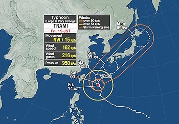 ژاپن | طوفان ترامی به سوی اوکیناوا و جزایر آمامی در حال حرکت است