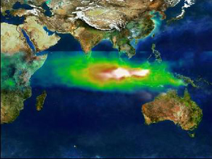 عکس ماهواره‌ای که وضعیت مشابه از لحاظ آلودگی هوا د ر سال 1997 
