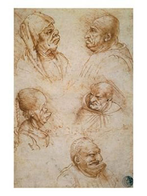 پنج بررسی بر روی چهره‌های کریه" اثر لئوناردو داوینچی "