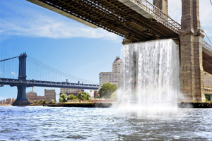 طرحی از آبشاری که پل بروکلین نیویورک را دربرخواهد گرفت- رویترز