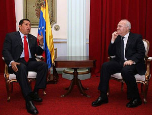 موراتینوس در دیدار با هوگو چاوز در کاخ میرافلورس
