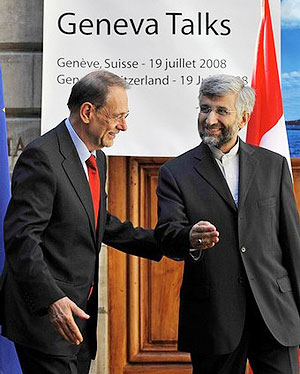 European Union foreign policy chief Javier Solana (L) -  Iran's top nuclear negotiator Saeed Jalili