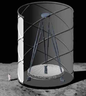 طرحی احتمالی از تلسکوپ مایع بر  روی ماه