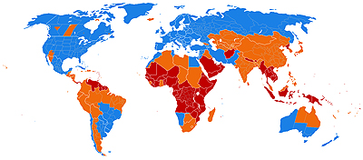 نقشه کشورهای جهان از لحاظ تغییر ساعت
