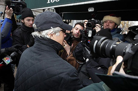 Bernard Madoff arrives at his house after a hearing at Federal Court in New York December 17, 2008. 