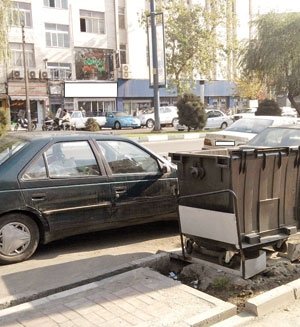 اتومبیل و سطح زباله در خیابان