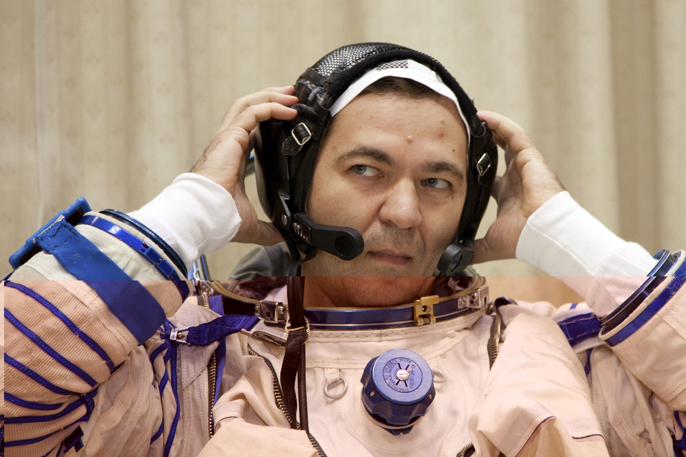 فضانورد روس در تمرین‌های پیش از پرواز