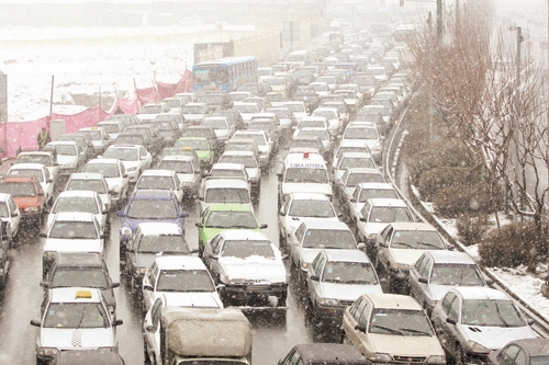 تهران - ترافیک - برف