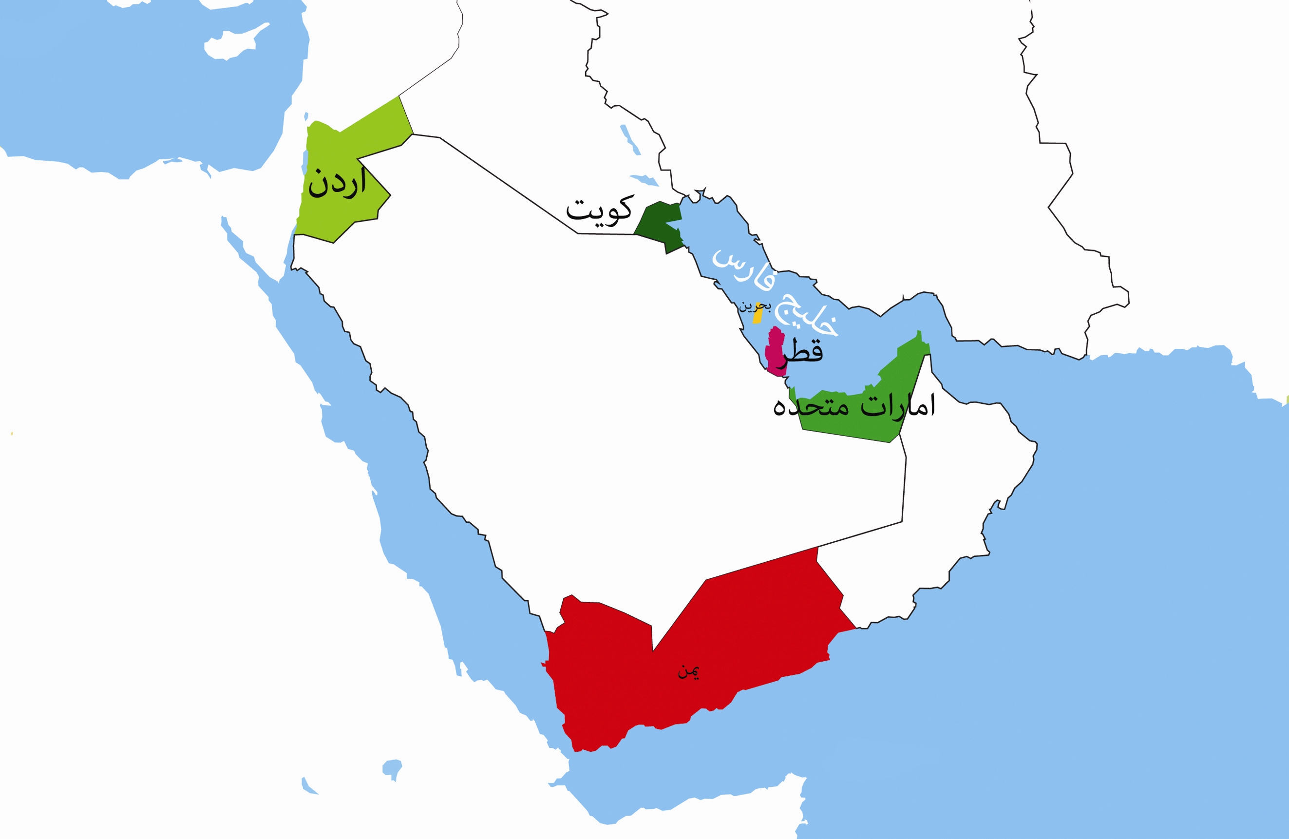 نقشه کشورهای حوزه خلیج فارس