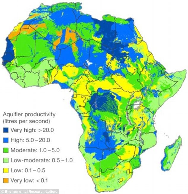 نقشه سفره های زیر زمینی در آفریقا