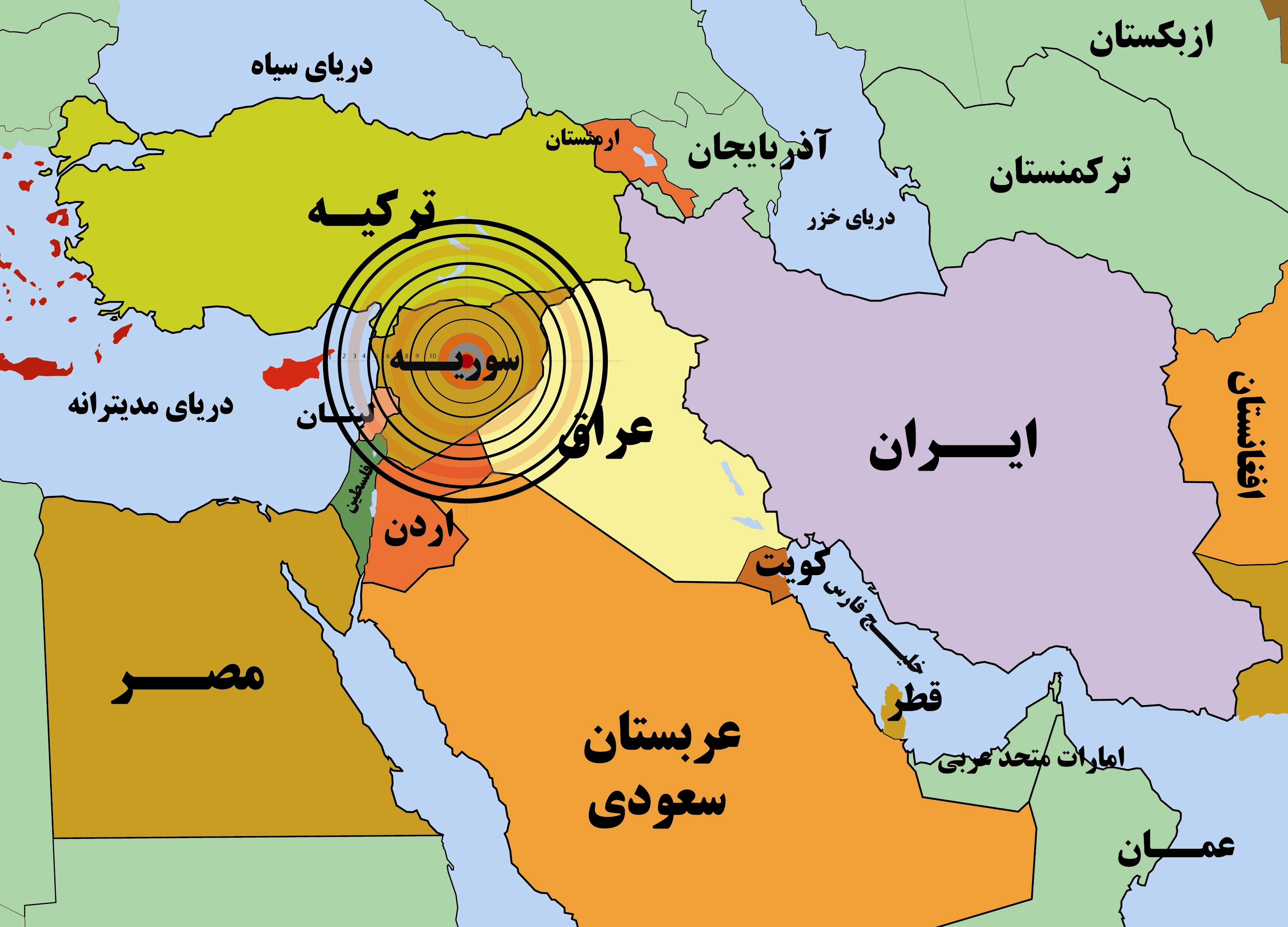 نقشه خاورمیانه -  سوریه