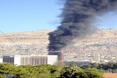 انفجار مقابل هتل کلاه آبی‌ها در دمشق