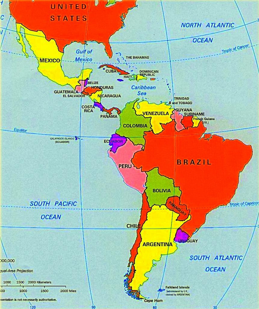 نقشه آمریکای لاتین