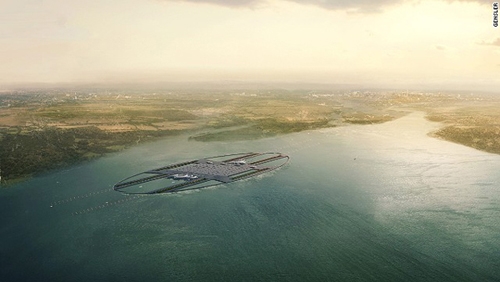 فرودگاهی در میان رودخانه؛ طرح بنای فرودگاهی برروی جزیره مصنوعی