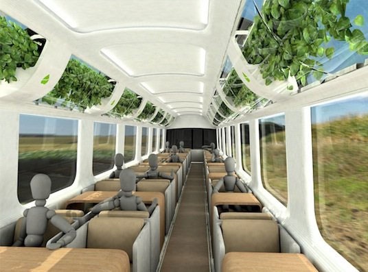 طرح مفهومی قطار سبز با سیستم تهویه گیاهی  