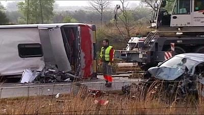 ۱۴ دانشجو در تصادف مرگبار اتوبوس در اسپانیا جان باختند