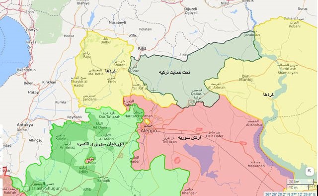 نقشه سوریه و همسایگان