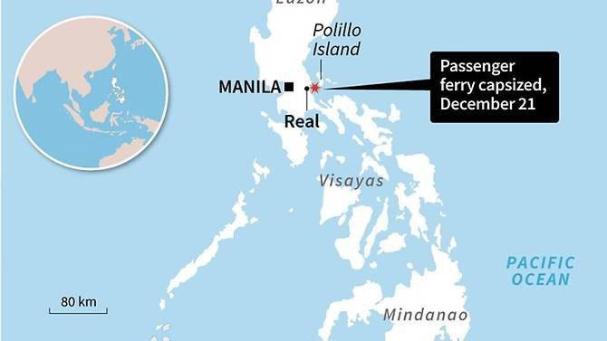 محل غرق شدن یک قایق با ۲۵۰ سرنشین در آبهای فیلیپین