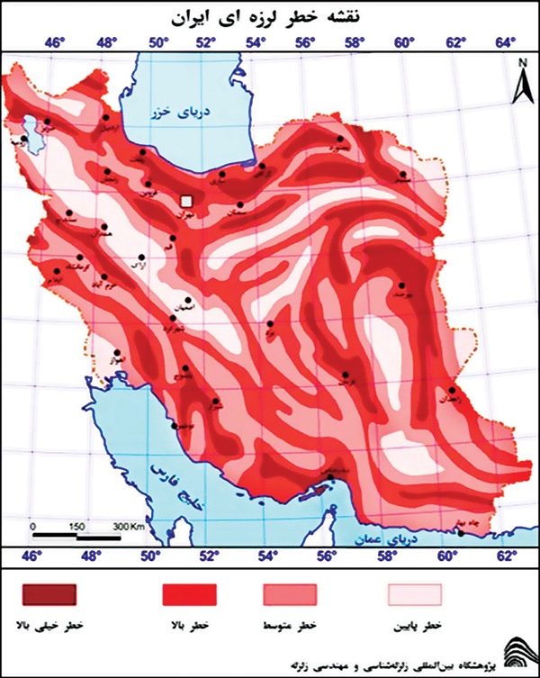 نقشه ایران - خطر زلزله