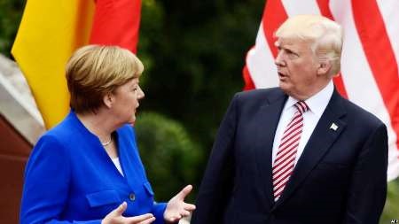  رئیس جمهوری آمریکا با صدراعظم آلمان دیدار کرد